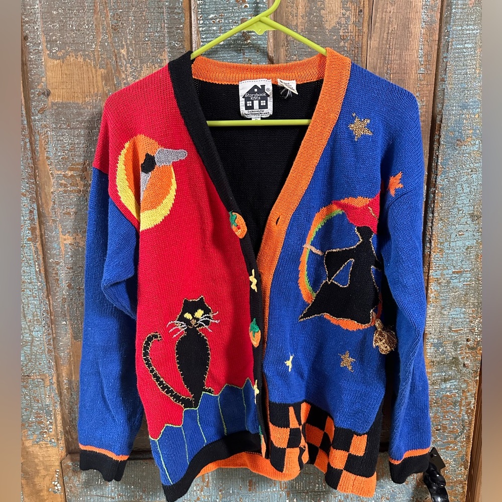 Vintage Storybook Knits Halloween Cardigan Sweater Small - Home Shopping Network